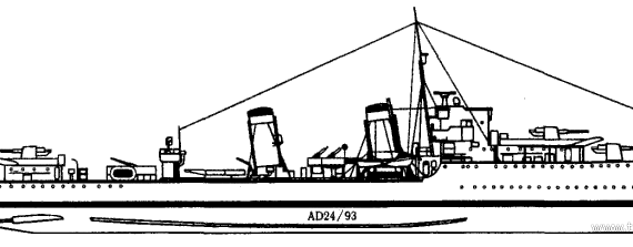 Эсминец HMS Beagle (Destroyer) (1940) - чертежи, габариты, рисунки