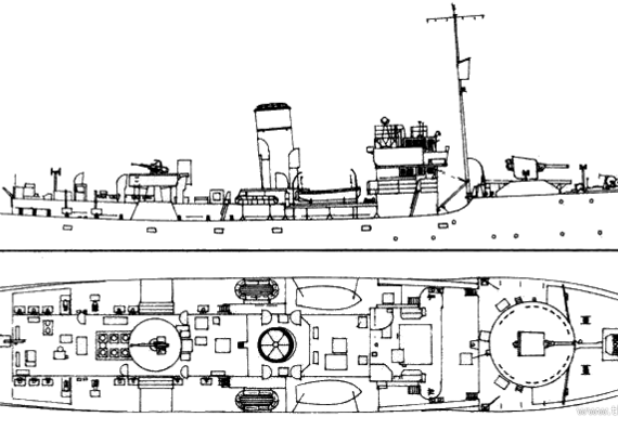 Корабль HMS Begonia K66 (Corvette) (1941) - чертежи, габариты, рисунки