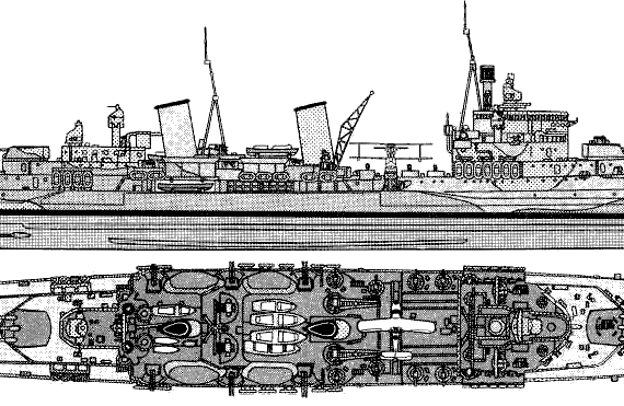 Корабль HMS Belfast (Heavy Cruiser) (1943) - чертежи, габариты, рисунки