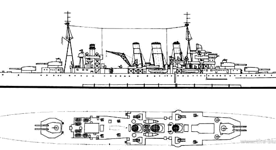 Корабль HMS Berwick (1943) - чертежи, габариты, рисунки