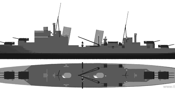 Cruiser HMS Birmingham (1939) - drawings, dimensions, pictures