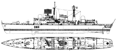 HMS Birmingham D86 (Destroyer) (1976) - drawings, dimensions, pictures