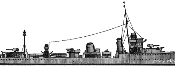 Эсминец HMS Broke (Destroyer) (1942) - чертежи, габариты, рисунки