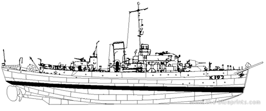 HMS Bryony K192 (Corvette) (1943) - drawings, dimensions, pictures