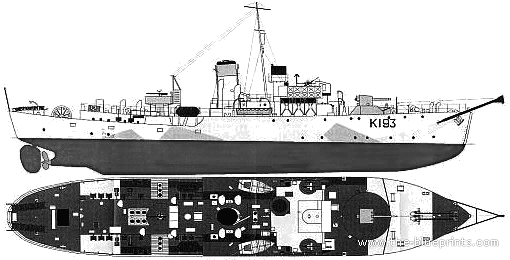 HMS Buttercup (Corvette) (1942) - drawings, dimensions, pictures