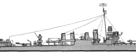 Корабль HMS Buxton H96 (Destroyer) (1942) - чертежи, габариты, рисунки