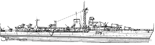 Эсминец HMS Cadiz D79 (Destroyer) (1946) - чертежи, габариты, рисунки