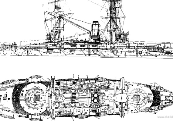 Боевой корабль HMS Caesar (Battleship) (1898) - чертежи, габариты, рисунки