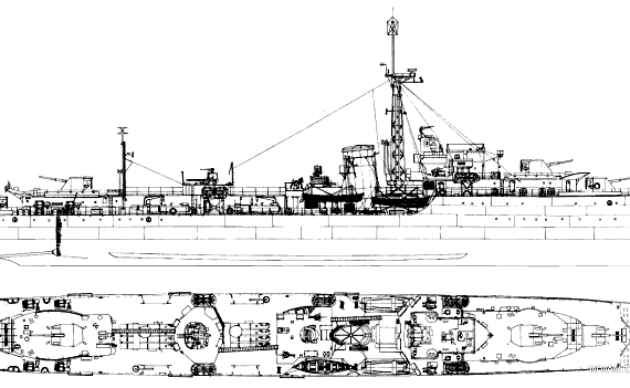 Корабль HMS Caesar R07 (Destroyer) (1944) - чертежи, габариты, рисунки
