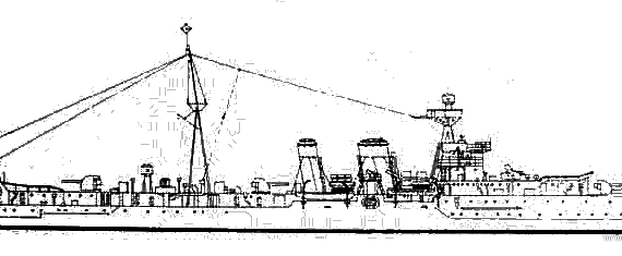Warship HMS Cairo (Cruiser) (1939) - drawings, dimensions, pictures
