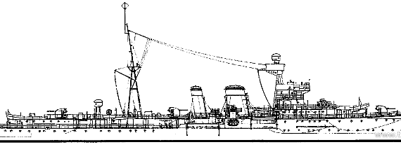 Cruiser HMS Calcutta (Light cruiser) (1939) - drawings, dimensions, pictures