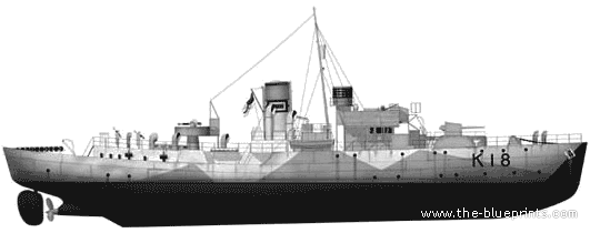 Корабль HMS Campanula K-18 (Corvette) - чертежи, габариты, рисунки