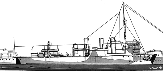 Эсминец HMS Campbelton (Destroyer) - чертежи, габариты, рисунки