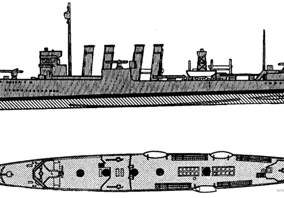 Корабль HMS Campeltown (Destroyer) - чертежи, габариты, рисунки
