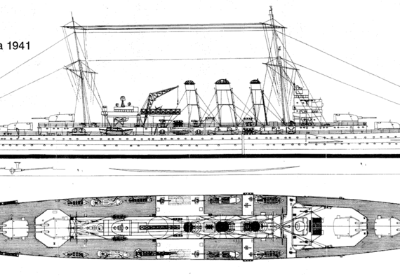 Корабль HMS Canberra (1941) - чертежи, габариты, рисунки