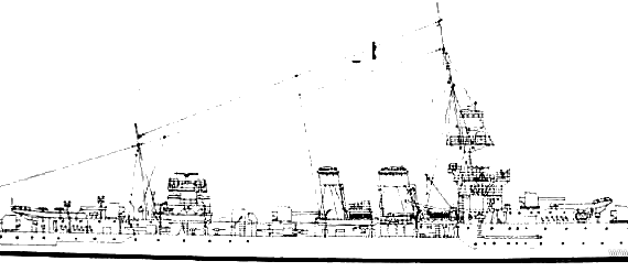 Warship HMS Capetown (Cruiser) (1922) - drawings, dimensions, pictures