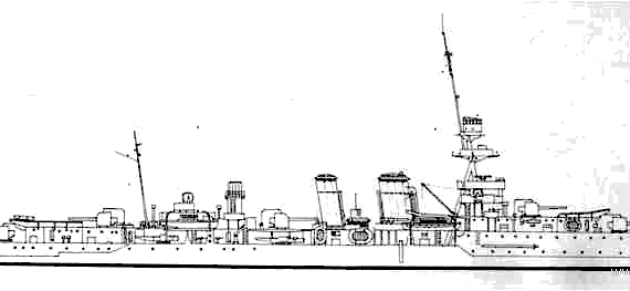 Combat ship HMS Cardiff (Cruiser) (1943) - drawings, dimensions, pictures