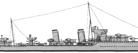 Корабль HMS Codrington D65 (Destroyer) (1939) - чертежи, габариты, рисунки