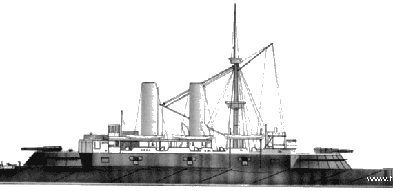 Боевой корабль HMS Collingwood (Battleship) (1887) - чертежи, габариты, рисунки