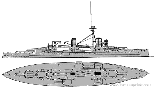 Корабль HMS Colossus (Battleship) (1911) - чертежи, габариты, рисунки