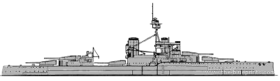 Корабль HMS Conqueror (Battleship) (1918) - чертежи, габариты, рисунки