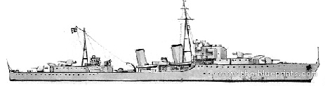 Эсминец HMS Cossack (Destroyer) (1942) - чертежи, габариты, рисунки