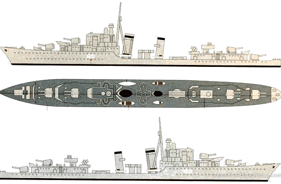 HMS Cossack G03 (Destroyer) (1941) - drawings, dimensions, pictures