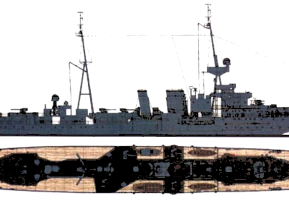 Эсминец HMS Coventry 1940 (Destroyer) - чертежи, габариты, рисунки