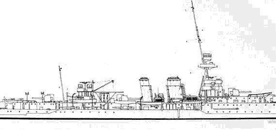 Боевой корабль HMS Coventry (Cruiser) (1918) - чертежи, габариты, рисунки