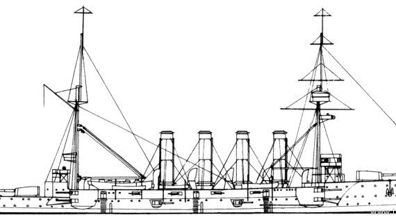 HMS Cressy (Armoured Cruiser) (1905) - drawings, dimensions, pictures