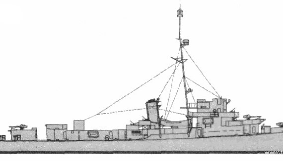 Боевой корабль HMS Cubitt (Frigate) (1943) - чертежи, габариты, рисунки