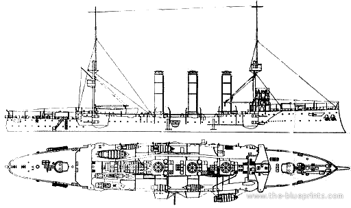 Cruiser HMS Cumberland (Armored Cruiser) (1904) - drawings, dimensions, pictures