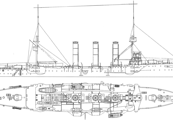 Cruiser HMS Cumberland (Armoured Cruiser) (1904) - drawings, dimensions, pictures