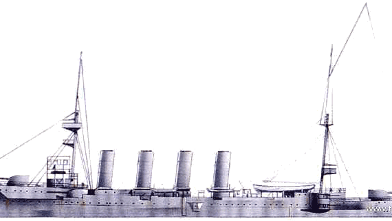HMS Devonshire (Armoured Cruiser) (1905) - drawings, dimensions, pictures