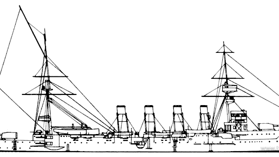 Корабль HMS Devonshire (Armoured Cruiser) (1906) - чертежи, габариты, рисунки