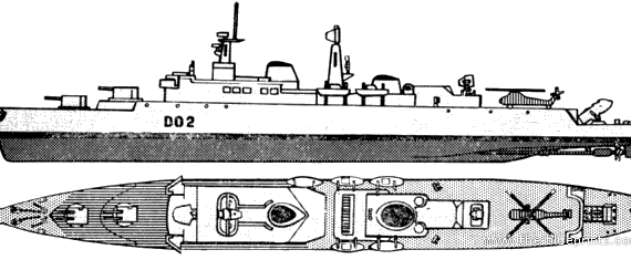 Корабль HMS Devonshire (Destroyer) (1960) - чертежи, габариты, рисунки