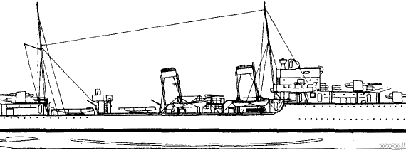 Корабль HMS Diamond H22 (Destroyer) (1935) - чертежи, габариты, рисунки