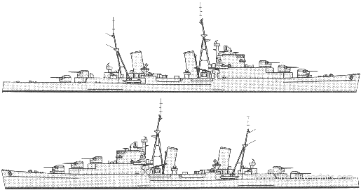 Корабль HMS Dito (Light Cruiser) - чертежи, габариты, рисунки