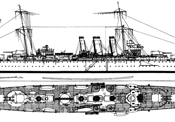 Корабль HMS Dorsetshire (1932) - чертежи, габариты, рисунки
