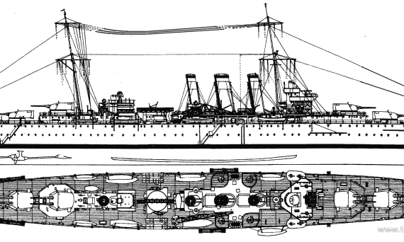 Combat ship HMS Dorsetshire (Heavy Cruiser) (1932) - drawings, dimensions, pictures