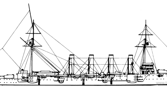 Корабль HMS Drake (Armoured Cruiser) (1905) - чертежи, габариты, рисунки