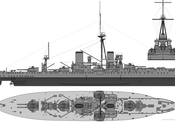 Корабль HMS Dreadnought (1911) - чертежи, габариты, рисунки