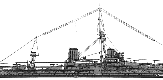 Боевой корабль HMS Dreadnought (Battleship) - чертежи, габариты, рисунки