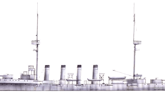 Корабль HMS Duke of Edinburg (Armoured Cruiser) (1906) - чертежи, габариты, рисунки