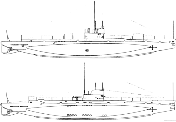 Submarine HMS E-class Submarine - drawings, dimensions, figures