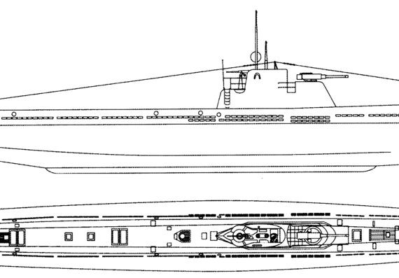 Submarine HMS E1 (Submarine) - drawings, dimensions, figures