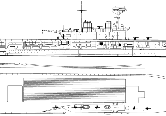 Корабль HMS Eagle (Aircraft Carrier) (1924) - чертежи, габариты, рисунки