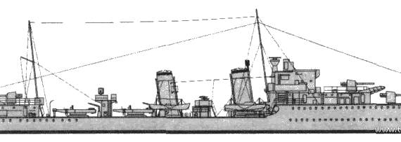 Корабль HMS Eclipe H08 (Destroyer) (1939) - чертежи, габариты, рисунки