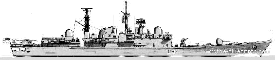 Destroyer HMS Edinburgh D-97 (Destroyer Type 42) - drawings, dimensions, pictures