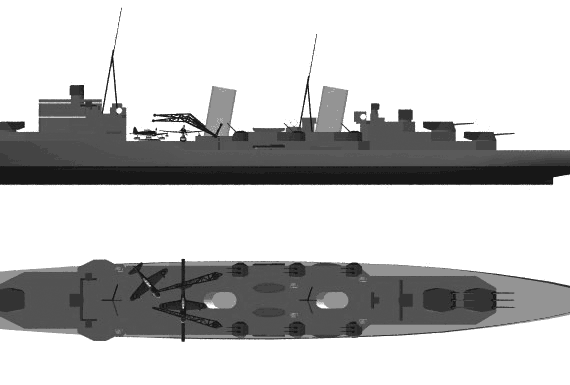 Боевой корабль HMS Edinburgh (Light Cruiser) (1941) - чертежи, габариты, рисунки